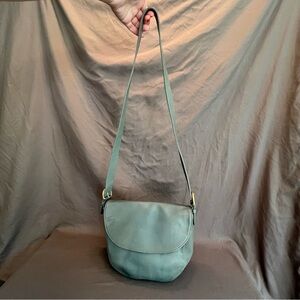 Vintage 80s Coach USA 4105 PARIS BAG LARGE RARE AQUA Light Blue Leather Hobo VG